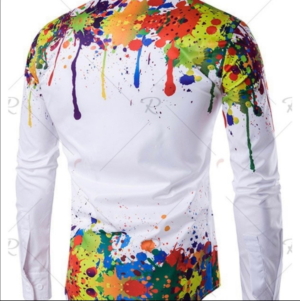 🤑 FINAL DROP! Paint Drip Button Up Shirt - Picture 2 of 10